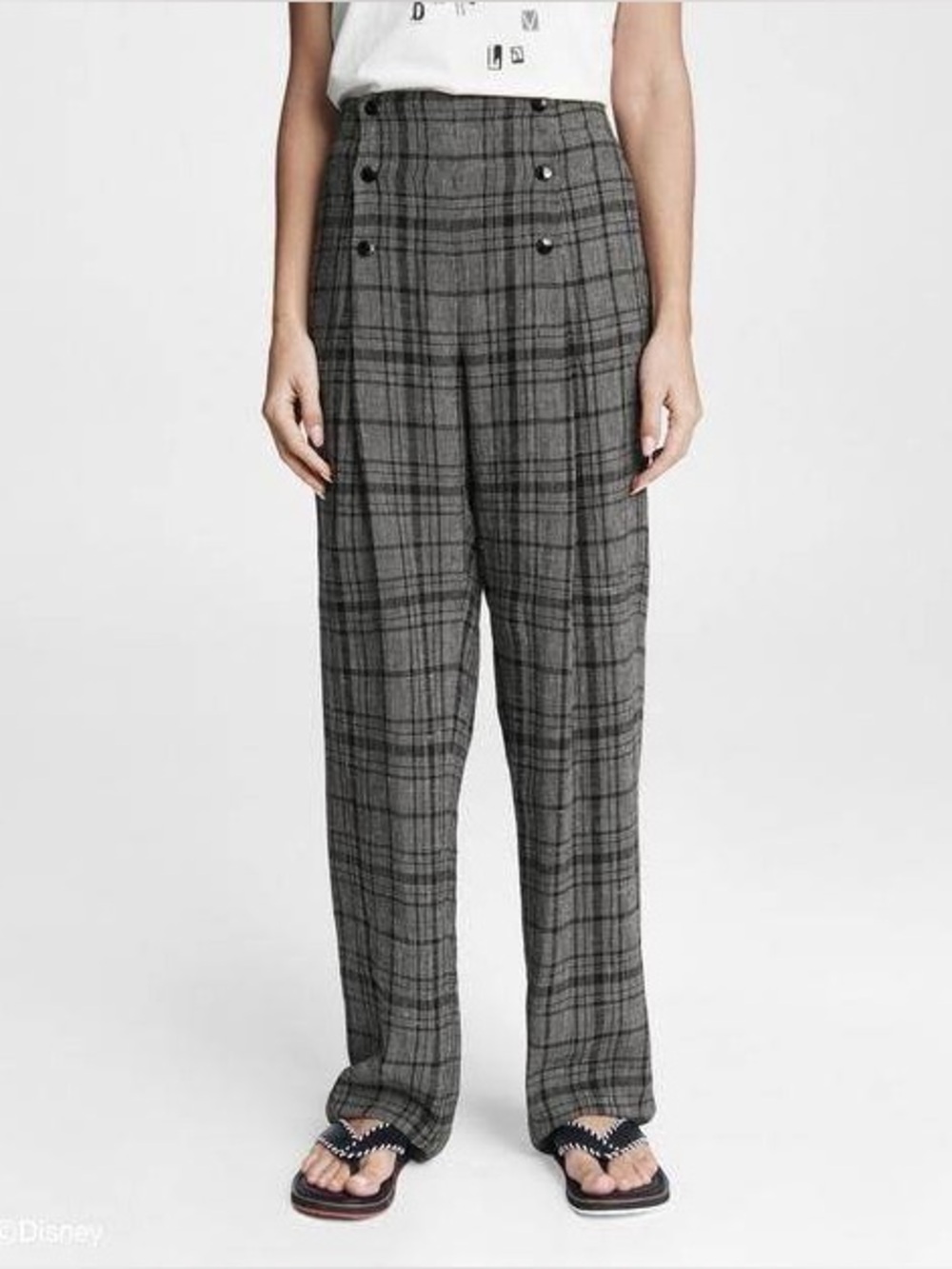 Rag & Bone Cruella Disney Plaid Trousers Snap Straight Pants Gray Grey 6 READ
